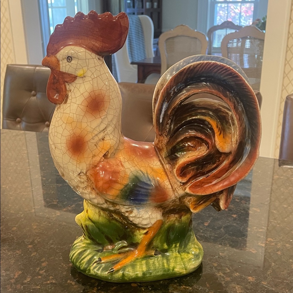 Colorful Ceramic Rooster Figurine